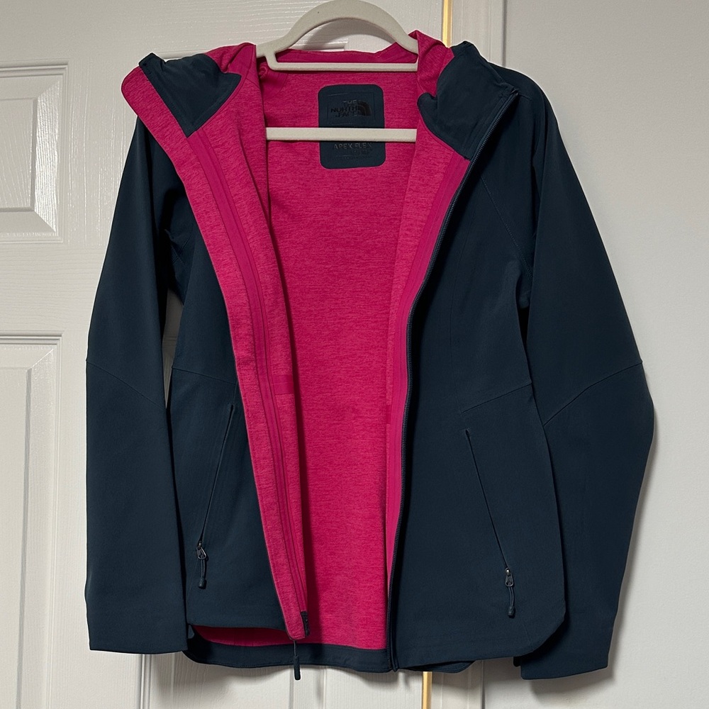 The North Face Navy and Pink Raincoat